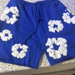 Denim & Flower Blue and White Athletic Floral Shorts